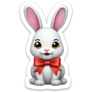 bunny with ribbon  sticker