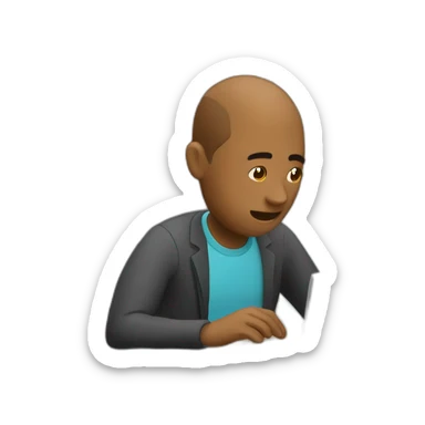 Mand busy on laptop  sticker