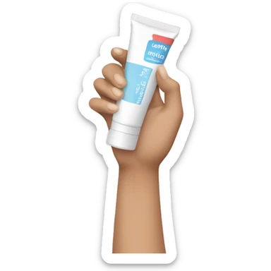A hand holding a moisturizer cream tube  sticker