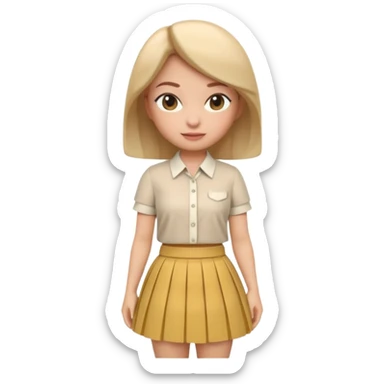 A 3D cartoon outfit with a blouse and skirt arranged together, clean background, natural light, realistic Memoji-style look. sticker