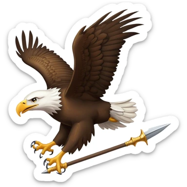 Bald eagle flying with a spear sticker
