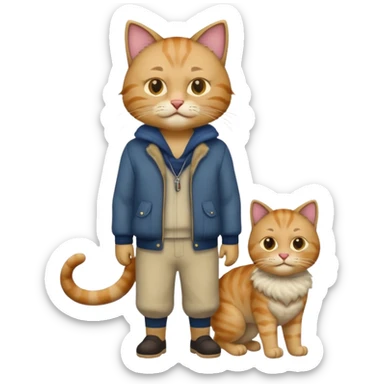 full body cat with the head of a man  sticker