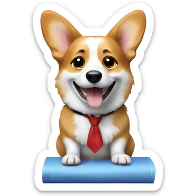 corgi solving a math exam paper happily sticker