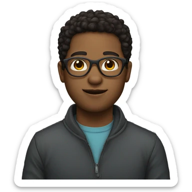 Guy with glasses light skin dark hair holding a heart sticker