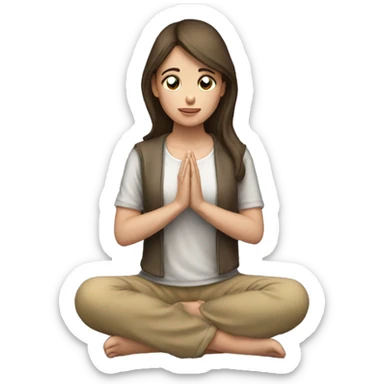 Pale brunette girl kneeling praying sticker