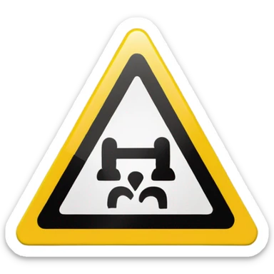 alert road sign tirangular shape, with yellow background and clear exclamation mark at center sticker