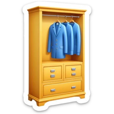 Emoji for Furniture Design: 3D installation with dimensions and a ruler or measuring tape, a blueprint of a wardrobe without clothing inside. The icon should represent the detailed design and measurement process in furniture creation. Transparent background. sticker