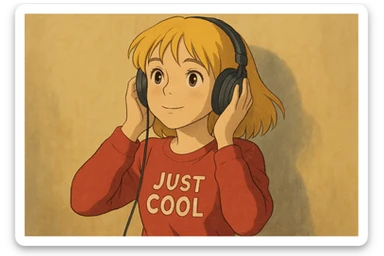 A girl yellow hair brown eyes red Just Cool Women's Long Sleeve Cool T-Shirt listen to the ear sticker