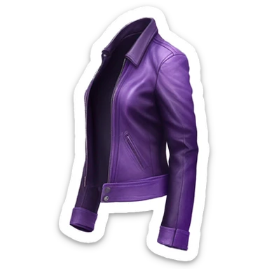 Realistic isolated side view of a pastel purple to dark purple ombre open leather fashion jacket. sticker