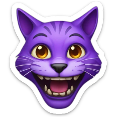 scary purple cat with full black eyes and a huge smiling mouth  sticker
