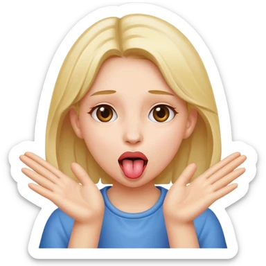 girl with hands facing out and tongue sticking out  sticker