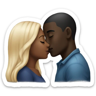 darkskin black girl kissing lightskin black guy   sticker