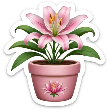 pink lily flower pot sticker