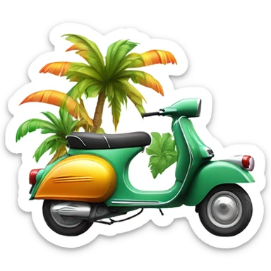 Palm tree and Vespa scooter sticker