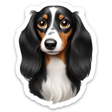 Black and white spotted dachshund long hair sticker