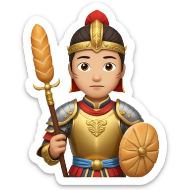 chinese ancient warrior with baguette sticker
