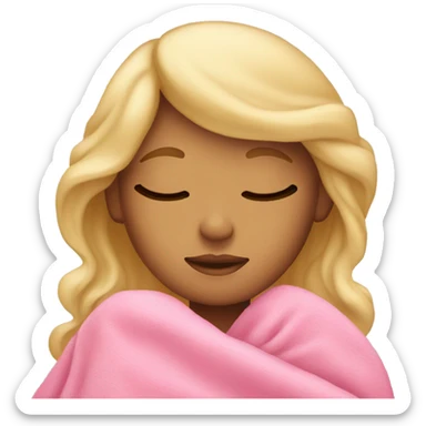 Blonde tan girl sleeping with pink blanket sticker