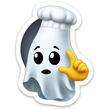ghost with chef hat blowing a kiss with hand sticker