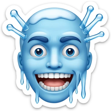 Shivering blue face with chattering teeth and icicles sticker