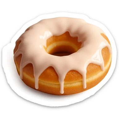 Isolate the realistic glazed donut with soft lighting, plain glazed with glossy finish on a transparent background, removing all other background elements. sticker