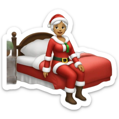 mrs santa claus sitting on bed sticker