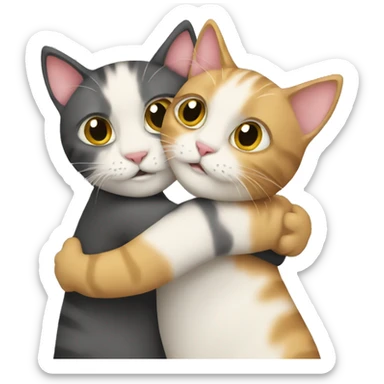 Cats hugging eachother sticker
