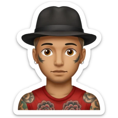 hat wearing tattooed man head sticker