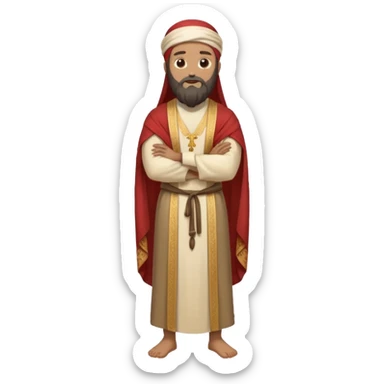 fullbody Pharisee, arms crossed, traditional robes, beard, head covering, standing sticker