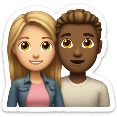 Boyfriend and girlfriend hugging light skin brown hair sticker