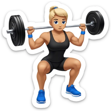 black clothes blue shoes barbell squats sticker