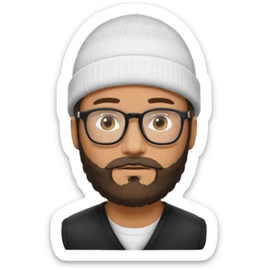 Quiero la cara mía con gafas y barba y un gorro blanco con cinta negra sticker