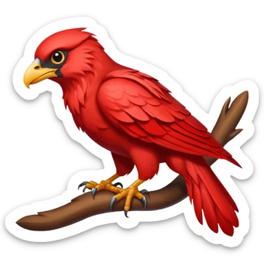 scarlet coloured raptor bird perched sticker