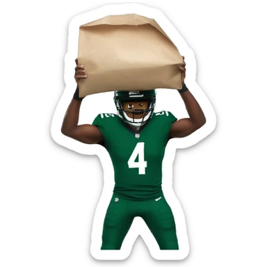 Jets football player with paper bag over head  sticker