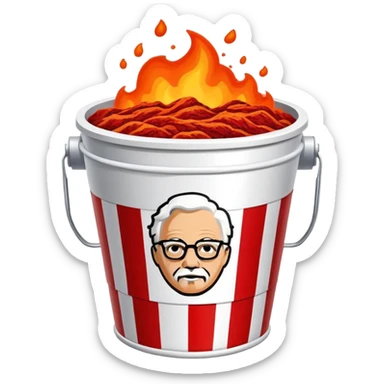 kfc bucket white and red stripes with lava sticker