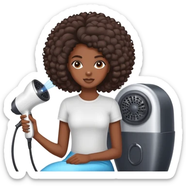 Black girl at hair salon under hair dryer sticker