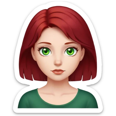 a girl with dark red hair, green eyes, and fair skin sticker