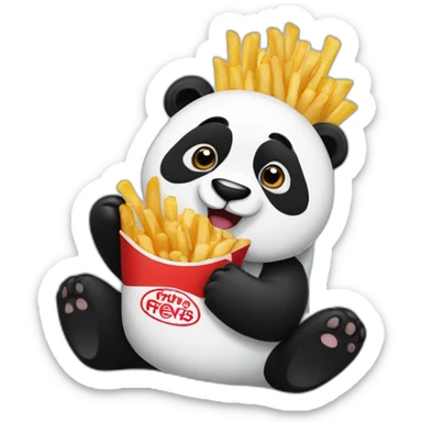 Panda eating fries sticker