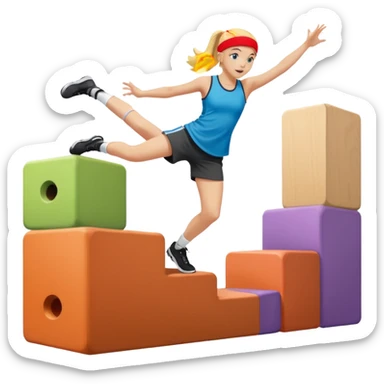 a young blonde girl doing parkour at kids school sticker