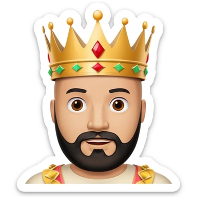 bald guy with black beard and a burger king paper crown sticker