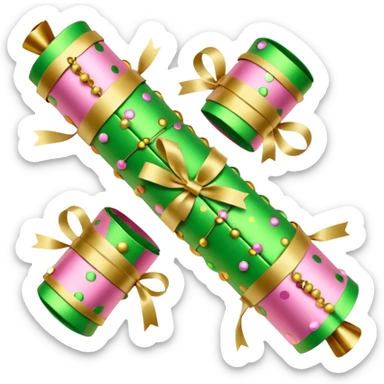 light green and light pink christmas crackers sticker