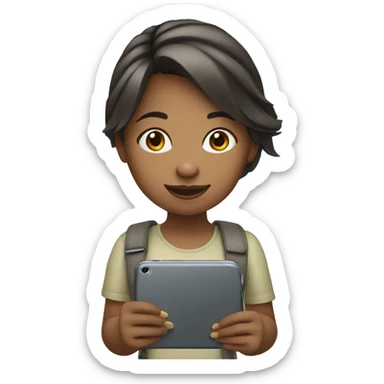 girl using mobile sticker