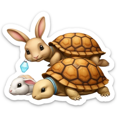 Tortu qui dort et lapin qui mange sticker