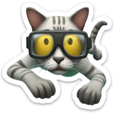 cat snorkeling sticker