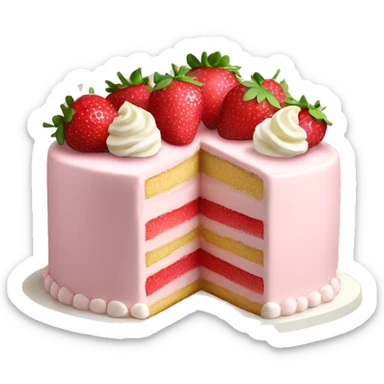 Light Pink strawberries and cream birthday cake  sticker