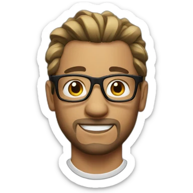 guy with a manbun and facial hear and glasses  sticker