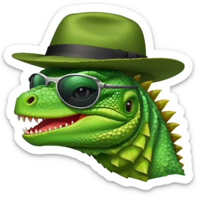 capitalist iguana head with black reflex sunglasses and hat smiling sarcastically sticker