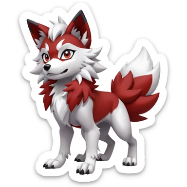Shiny Red Anthro furry Lycanroc-Midnight-Form (full body) sticker