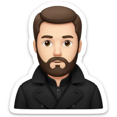 bearded man in black in black coat  sticker