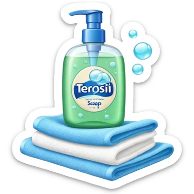 Soap, washcloth and shampoo sticker