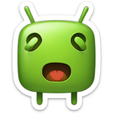 Android's bugdroid logo with a shocked face sticker